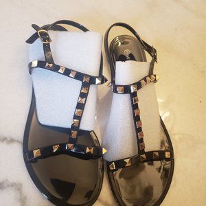 BLACK AND GOLD SANDALS